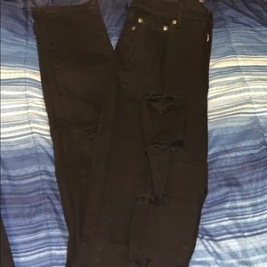 Fashionnova jet black ripped jeans